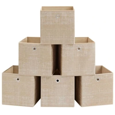Image of SONGMICS Storage Boxes, Set of 6 Non Woven Fabric Box with Handle, 30 x cm, Fit Cube Unit, for Shelves, Foldable, Clothes Storage, Sand Beige RFB006K03