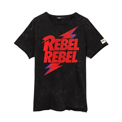 Image of David Bowie T Shirt for Women &amp; Men Unisex Rebel Song Black Short Sleeve Rock Band Tee Music Gifts Merchandise X Large