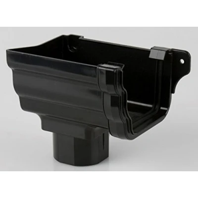 Image of Brett Martin BR856LB 106mm Prostyle (Ogee) Gutter Left Hand Stopend Outlet Black. Will NOT FIT Marley Classic