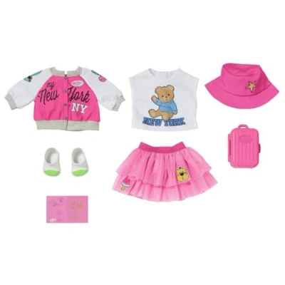 Image of BABY born Deluxe Travel Outfit with Doll Dress, Bucket Hat, Shoes, Jacket Passport and Suitcase For 43cm Dolls, Children Aged 3+, 836316 Zapf Creation