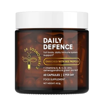 Image of Dr. Sosnowski&#039;s Daily Defence Immunity Supplements Essential Multi Vitamin with Bee Propolis, Pollen &amp; Royal Jelly, Vegetable Capsules, 60ct