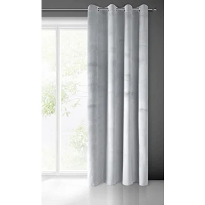 Image of Eurofirany Soft Plain Opaque Velvet Curtain with Eyelets 1 Unit, Fluffy Panel Drape Classic Glamour Elegant Living Room, Bedroom, 215 g/m2, Fabric Metal, Light Grey, W55 x L98