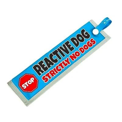 Image of dogkit Reactive Dog Strictly No Dogs Space Awareness Sleeve for Nervous Dogs, Reflective, Waterproof, Double Sided Slip on the Lead (Blue, Stop Sign)