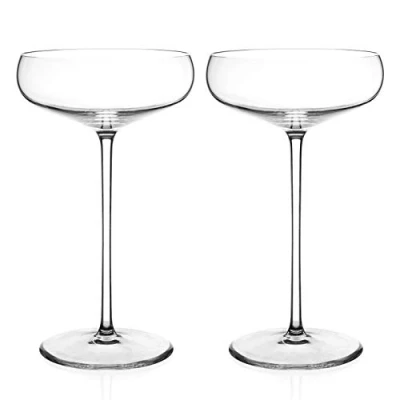 Image of DIAMANTE Champagne Cocktail Saucers Pair ‘Elegance’ Collection Undecorated Crystal Set of 2