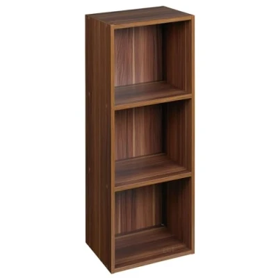 Image of URBNLIVING Tier Wooden Bookcase Shelving Display Storage Shelf Unit Wood Shelves (Teak, 3 Shelf)