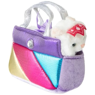 Image of Aurora, 61172, Fancy Pal, Cat In Rainbow Handbag, 8In, Soft Toy, White, Pink