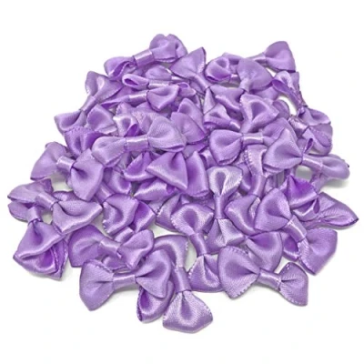Image of Lilac 30mm Mini Satin Ribbon Bows Decorative Flatback Craft Bow Embellishments (25)