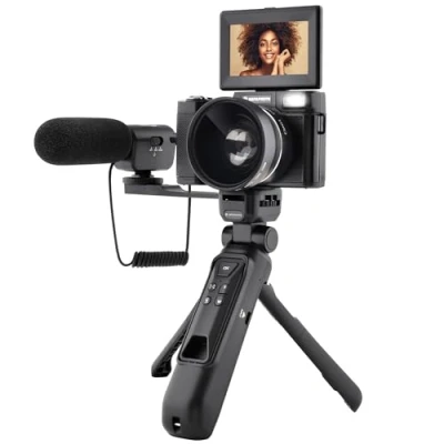 Image of AGFA PHOTO Vlogging Kit: VLG 4K Camera with Wide Angle Lens, Powerbank Tripod, Remote Control and Microphone Capture Every Moment