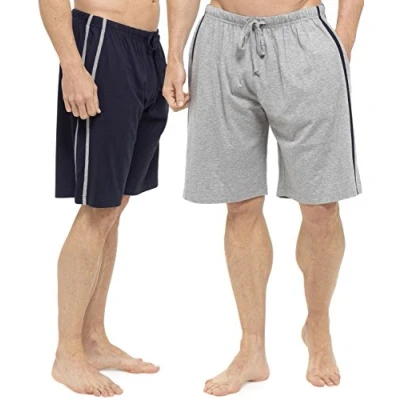Image of Tom Franks 2 Pack of Mens Cotton Rich Jersey Lounge Shorts Blue Large