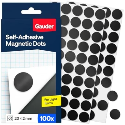 Image of GAUDER Magnetic Dots (⌀ 20 mm) Strips Self Adhesive Small Magnets for Crafts &amp; more