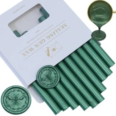 Image of Wax Seal Sticks, Atobpp 10pcs Sealing Sticks Glue Gun for Stamp, Letter 0.43&#039;&#039; (Olive Green)