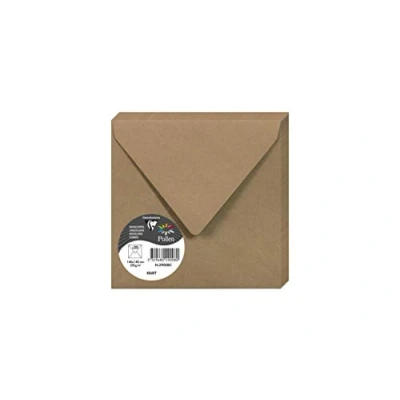 Image of Clairefontaine Ref 29008C Pollen Kraft Envelopes (Pack of 20) 140 x 140mm in Size, 120gsm Paper, Acid Free, Laser &amp; Inkjet Printer Compatible Finish