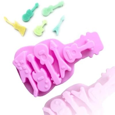 Image of TTOA Guitar Silicone Chocolate Mould Ice Cube Wax Melt Jelly Mold Clay