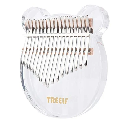 Image of TREELF 17 keys Kalimba cute Marimba bear Acrylic Thumb Piano Transparent Keyboard Instrument gifts for kids lovers and beginners (Clear Crystal)