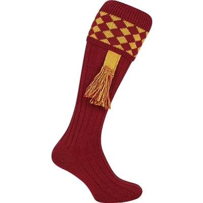 Image of JACK PYKE Harlequin Shooting Socks with Garters Mustard/Green 8 to 11 UK