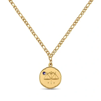 Image of zodiac necklace Libra gold with birthstone for women 18K plated pendant