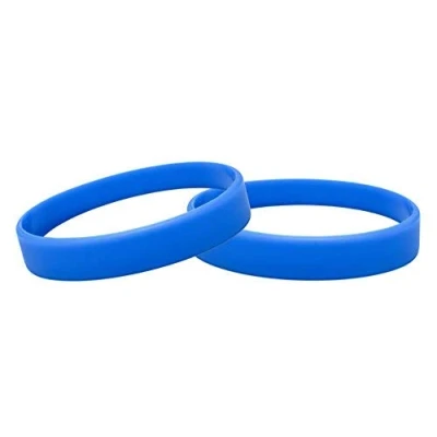 Image of Silicone Wristbands Pack Of 10 Youth Sizes Choice Colours (Blue)