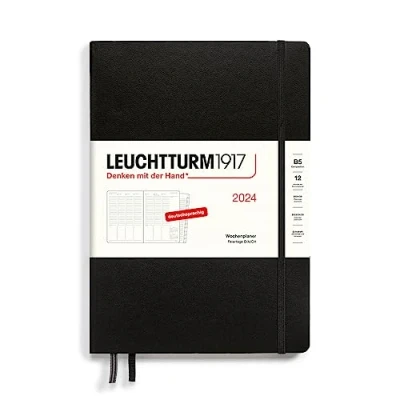 Image of LEUCHTTURM1917 367853 Week Planner Composition (B5) 2024, with booklet, Black, German
