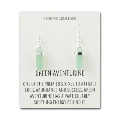 Image of Philip Jones Green Aventurine Gemstone Drop Earrings with Quote Card