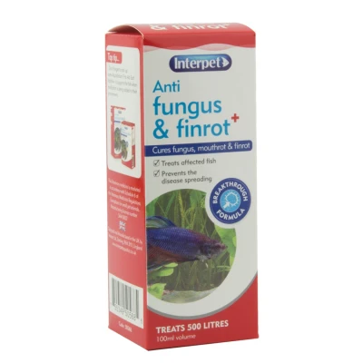 Image of Interpet Anti Fungus and Finrot Aquarium Fish Treatment, Treats Affected Fish, Prevents Disease Spreading, 100 ml, 500 litres