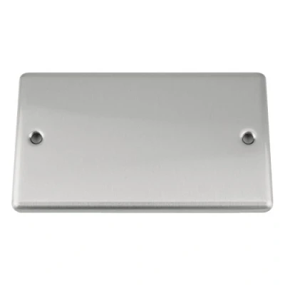 Image of A5 Electrical Blanking Plate Double 2 Gang Satin Matt Chrome Classic