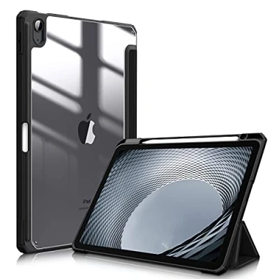 Image of FINTIE Hybrid Case for iPad Air 11 inch (2024) M2, 6th / 5th 4th Generation (2024/2022/2020), Shockproof Slim Clear Back Cover with Pencil Holder, Auto Wake/Sleep, Black