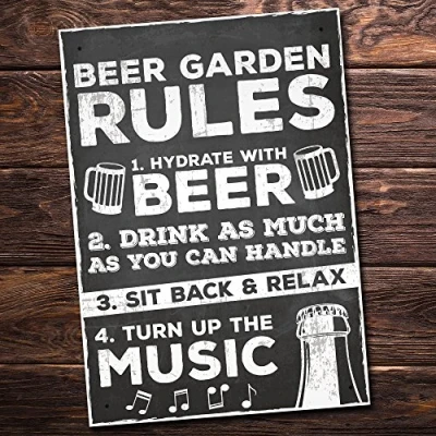 Image of RED OCEAN Beer Garden Sign Hanging Wall Pub Shed Plaques Alcohol Friendship Man Cave Gifts