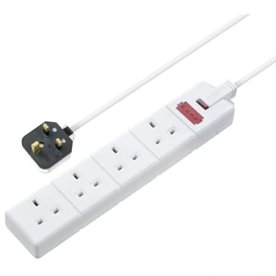 Image of Permaplug by Masterplug Four Socket Extension Lead with Power Indicator, 2 Metres, White