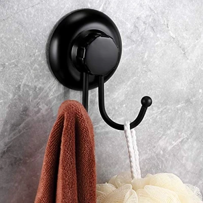 Image of MaxHold No Drilling/Suction Cup Double Robe Hook Vaccum System Stainless Steel Never Rust for Bathroom &amp; Kitchen
