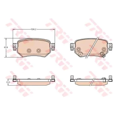 Image of GMY02643ZA, GMY02643ZB, GMY02643ZC Brake pad set TRW GDB3632 with acoustic wear warning MAZDA: 6 Saloon, Estate, Box Body / Estate