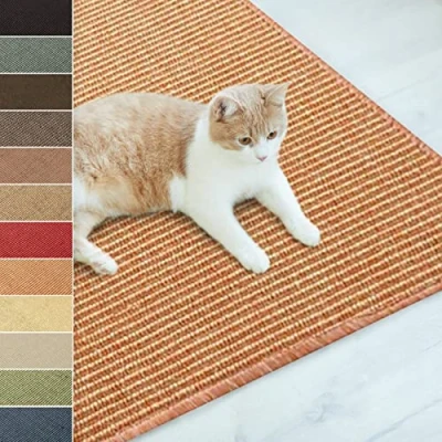 Image of Sisal Cat Scratching Mat, Large Scratch Mat (Terracotta, 60 x 80 cm) Non Slip Claw Board Pad, Natural Carpet, Woven Furniture Protector