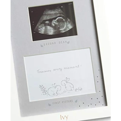 Image of Mamas &amp; Papas Baby Forever Treasured Double Scan Photo Frame Keepsake Gift, Cream