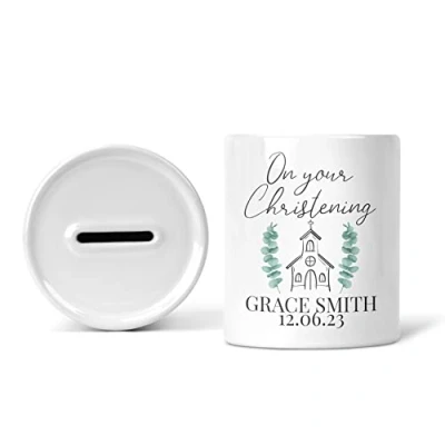 Image of Personalised Christening Money Box Baptism Gift Religious Confirmation Baby Girl Gifts Boy Present