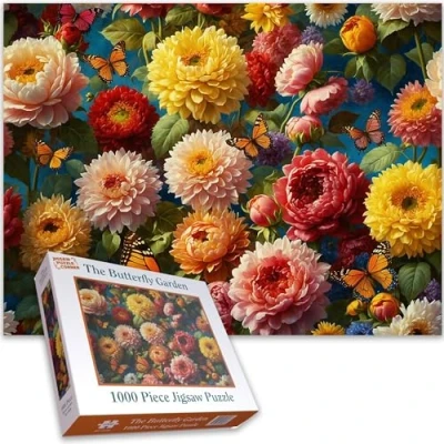 Image of Butterfly Garden 1000 Piece Jigsaw Puzzle A Serene Floral Escape For Nature Lovers Adults Size 50 X 66 CM