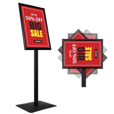 Image of RayLove A3 Heavy Duty Pedestal Sign Holder Floor Stand,Sign Stand Poster Vertical &amp; Horizontal Displayed Steel Square Base, Advertisement Outdoor