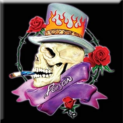 Image of Poison Fridge Magnet Band Logo Skull Official 76mm x One Size