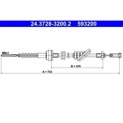 Image of 0K30A41150C Clutch Cable ATE 24.3728 3200.2 KIA: Rio I Estate