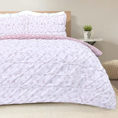 Image of Sleepdown Duvet Cover Set, Polycotton, Blush Pink White, Double