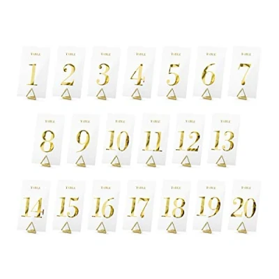 Image of wYw Mellilu Table Numbers Place Cards Transparent Gold 7 x 12 cm Pack of 20