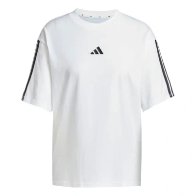 Image of adidas Women&#039;s Essentials 3 Stripes Boyfriend T Shirt, White/Black, XS