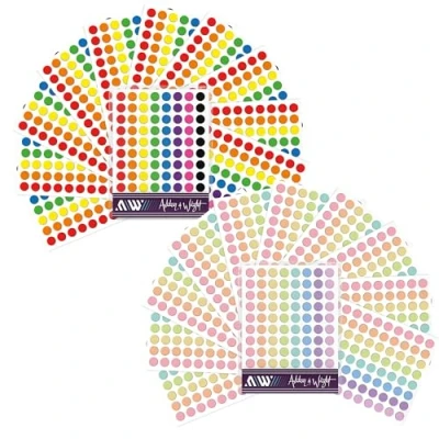 Image of Ashton and Wright Easy Peel Colour Coding Labels 8mm Dot Stickers (Pack of 2 1760, Bright Pastel)