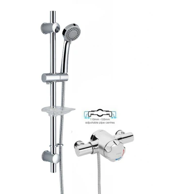 Image of Bristan Mini OPAC Exposed Thermostatic Mixer Shower Valve + Kit 110mm 130mm