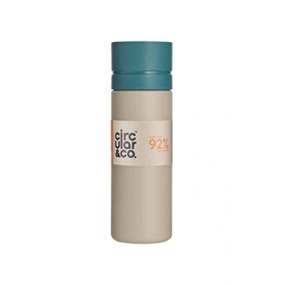 Image of Circular and Co Leakproof 600ml Reusable Water Bottle made from 92% Single Use Bottles (Chalk &amp; Teal Lid)