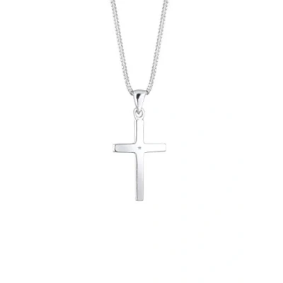 Image of Elli DIAMONDS Necklace Women with Pendant Cross and Diamond (0.005 ct.) in 925 Sterling Silver