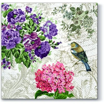 Image of 3 Ply Decoupage Tissue Paper Napkins Serviettes 33cm x Pack of 20 (Charming Garden)