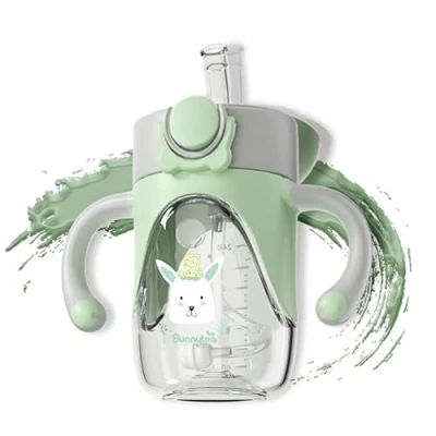 Image of Bunnytoo Sippy Cup,240 ml, Baby Cup Suitable from 8+ Months,Learner Night Trainer Cup,Independent Drinking, Spill Free Toddler Cup,Leak Proof Silicone Spout, BPA Green