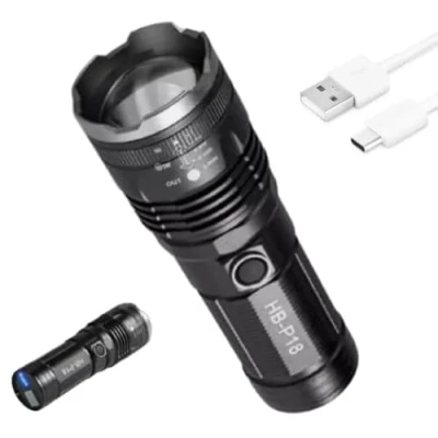 Image of novaease Super Bright LED Torch Hand Flashlight, Adjustable Focus, Lightweight, Rechargeable for Outdoor Camping, Night Use, Power Cut, Dog Walking, Easy to Use Light Elderly Kids Men