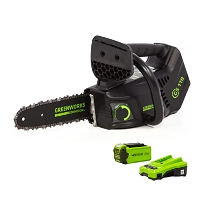 Image of Greenworks GD40TCSK2 Cordless Top Handle Chainsaw with Brushless Motor, 25cm Bar Length, 12m/s Chain Speed, 2.4kg, Auto Oiler, Kickback Protection, 40V 2Ah Battery &amp; Charger
