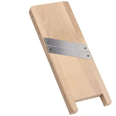 Image of KADAX Wooden Cabbage Slicer, Vegetable Slicer with Sharp Stainless Steel Blades, Onion Grater, Rasp, Carrot Kitchen (2 Blades), Brown