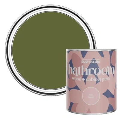 Image of Rust Oleum Green Moisture Resistant Bathroom Wood and Cabinet Paint in Matt Finish Jasper 750ml